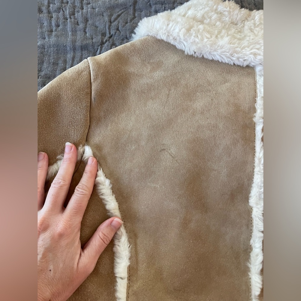 Penny Lane Wilsons Maxima Leather Coat Large Suede Faux Fur Boho Jacket VTG Y2K - Picture 14 of 16